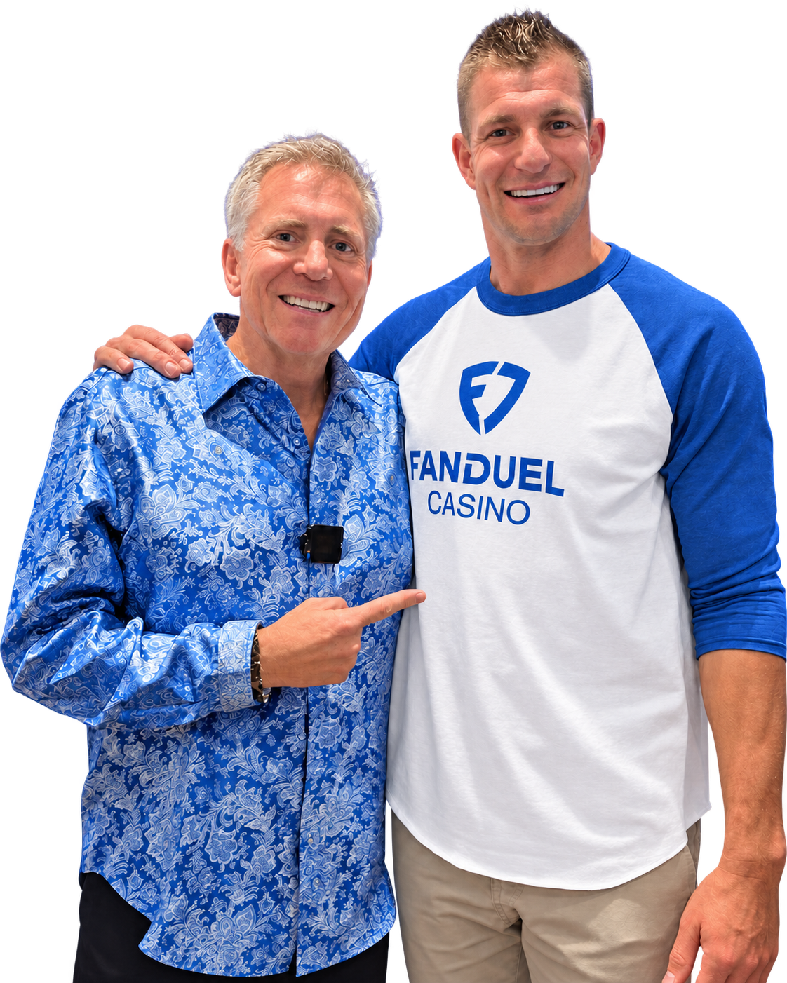 Vegas Matt with a guest wearing a FanDuel Casino shirt